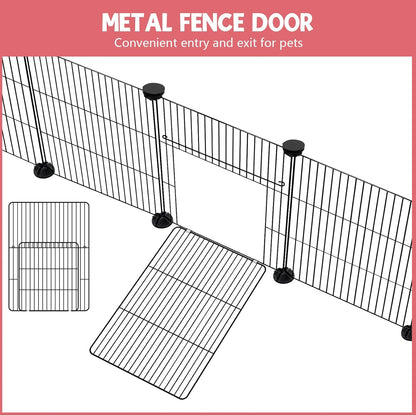 32 Panels Small Animal Playpen, 48" x 32" x 24" Transparent Playpen with Waterproof Mat,Plastic Enclosure,Puppy Play Pen for Chicken,Pet Fence for Guinea Pigs,Bunny,Ferrets,Hamsters,Hedgehogs Indoor