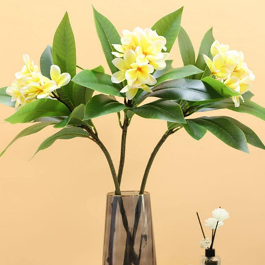 35.5 Inch Artificial Flowers Artificial Frangipani Flower Lifelike Real Touch Artificial Plumeria Flowers for Home Party Wedding Bouquet Home Decoration (Yellow) 2 Pack