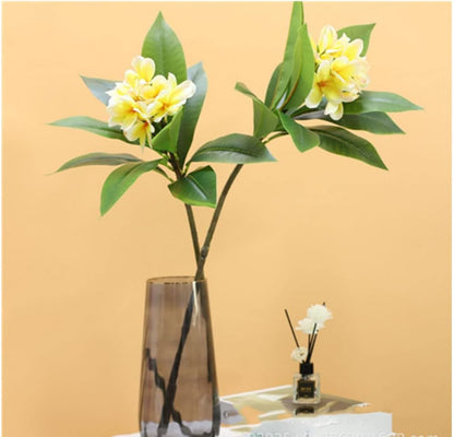35.5 Inch Artificial Flowers Artificial Frangipani Flower Lifelike Real Touch Artificial Plumeria Flowers for Home Party Wedding Bouquet Home Decoration (Yellow) 2 Pack