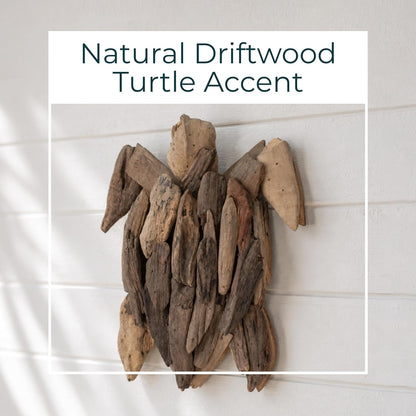 Wooden Driftwood Turtle Sculpture – Relaxed Coastal Room Decor Accent, Living Room or Patio Wall Display, Organic Texture and Artful Home Decor Silhouette – 16"x 22"x 3", Brown