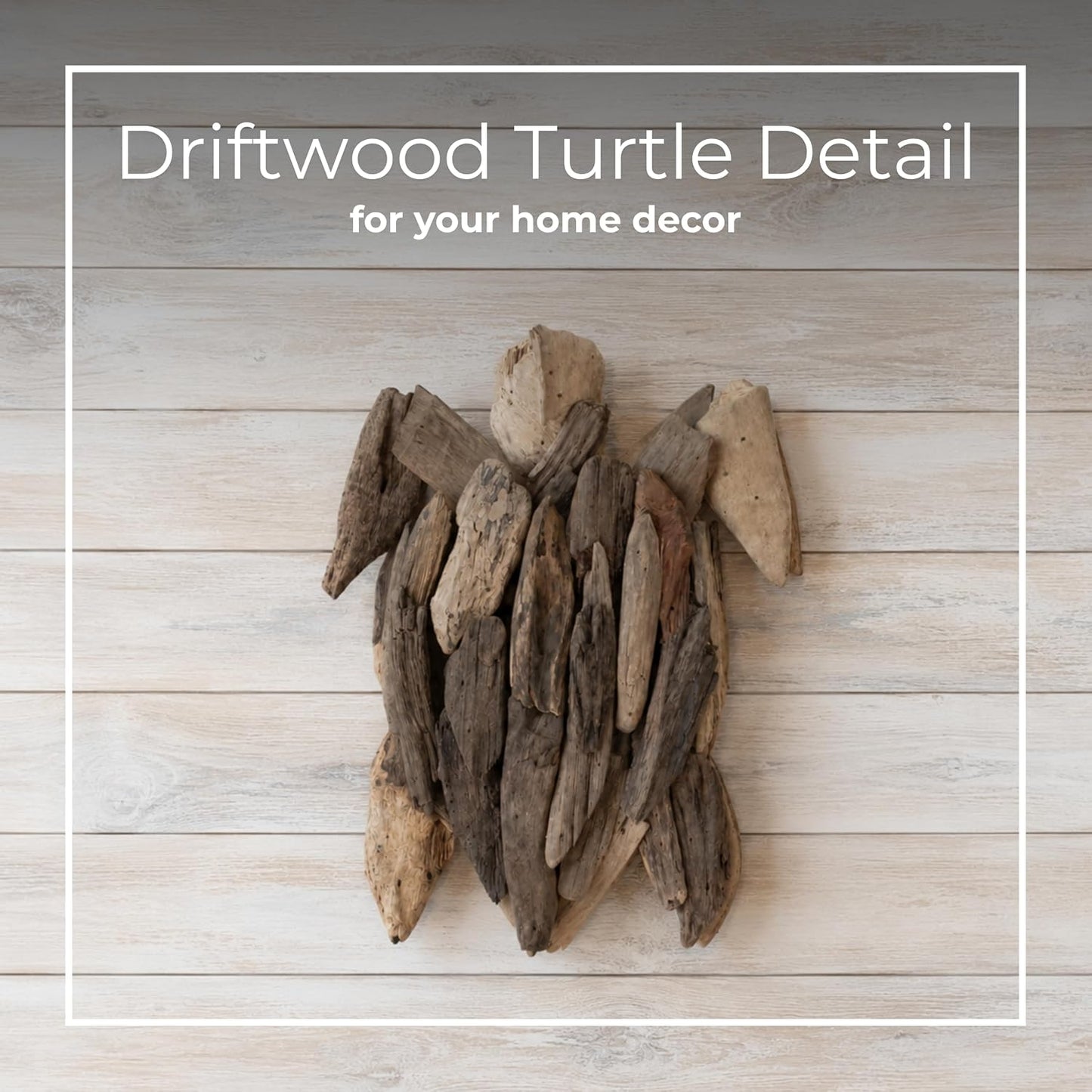 Wooden Driftwood Turtle Sculpture – Relaxed Coastal Room Decor Accent, Living Room or Patio Wall Display, Organic Texture and Artful Home Decor Silhouette – 16"x 22"x 3", Brown