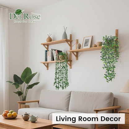 2Pcs Fake Hanging Plants Artificial in White Pots for Office Decor | Artificial hanging plants in two distinct styles add layered texture to bathroom shelf, bookshelf and balcony decor displays