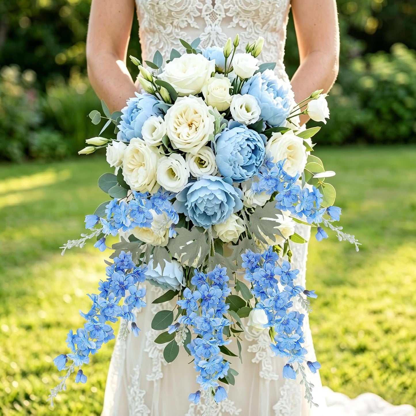 24Pcs White Delphinium Artificial Flowers Bulk 33.5" Long Stem Silk Delphinium for Tall Vase Look Real Wedding Event Larkspur Flowers for Table Centerpieces Home Garden Outdoor Decor