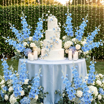 24Pcs White Delphinium Artificial Flowers Bulk 33.5" Long Stem Silk Delphinium for Tall Vase Look Real Wedding Event Larkspur Flowers for Table Centerpieces Home Garden Outdoor Decor