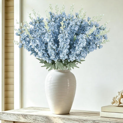 24Pcs White Delphinium Artificial Flowers Bulk 33.5" Long Stem Silk Delphinium for Tall Vase Look Real Wedding Event Larkspur Flowers for Table Centerpieces Home Garden Outdoor Decor