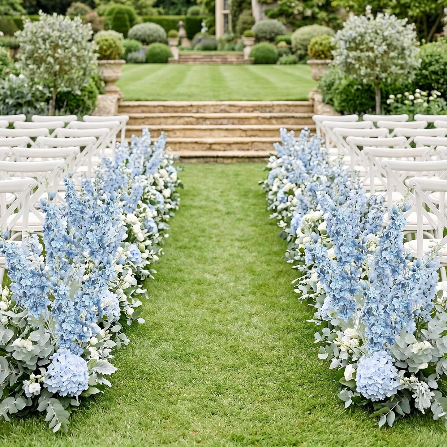 24Pcs White Delphinium Artificial Flowers Bulk 33.5" Long Stem Silk Delphinium for Tall Vase Look Real Wedding Event Larkspur Flowers for Table Centerpieces Home Garden Outdoor Decor