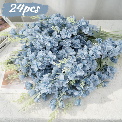 24Pcs White Delphinium Artificial Flowers Bulk 33.5" Long Stem Silk Delphinium for Tall Vase Look Real Wedding Event Larkspur Flowers for Table Centerpieces Home Garden Outdoor Decor
