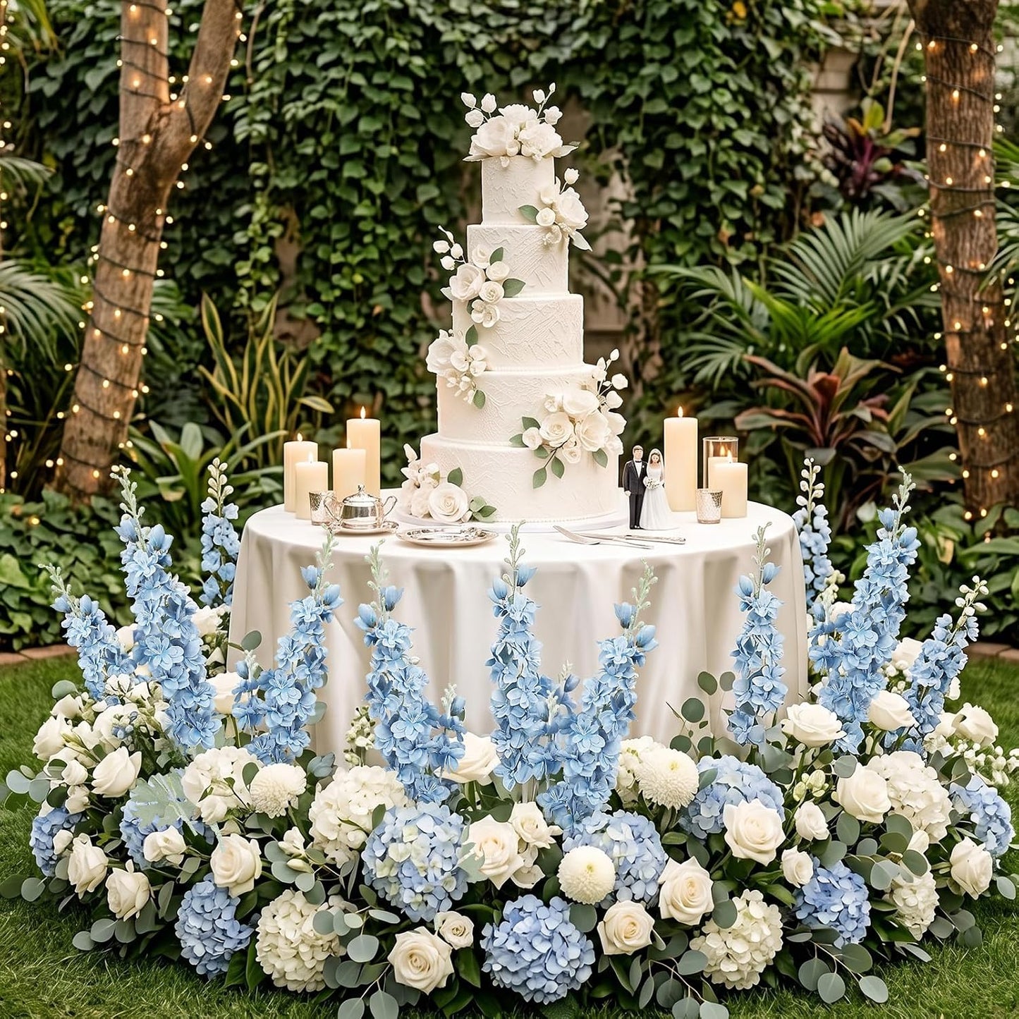 24Pcs White Delphinium Artificial Flowers Bulk 33.5" Long Stem Silk Delphinium for Tall Vase Look Real Wedding Event Larkspur Flowers for Table Centerpieces Home Garden Outdoor Decor