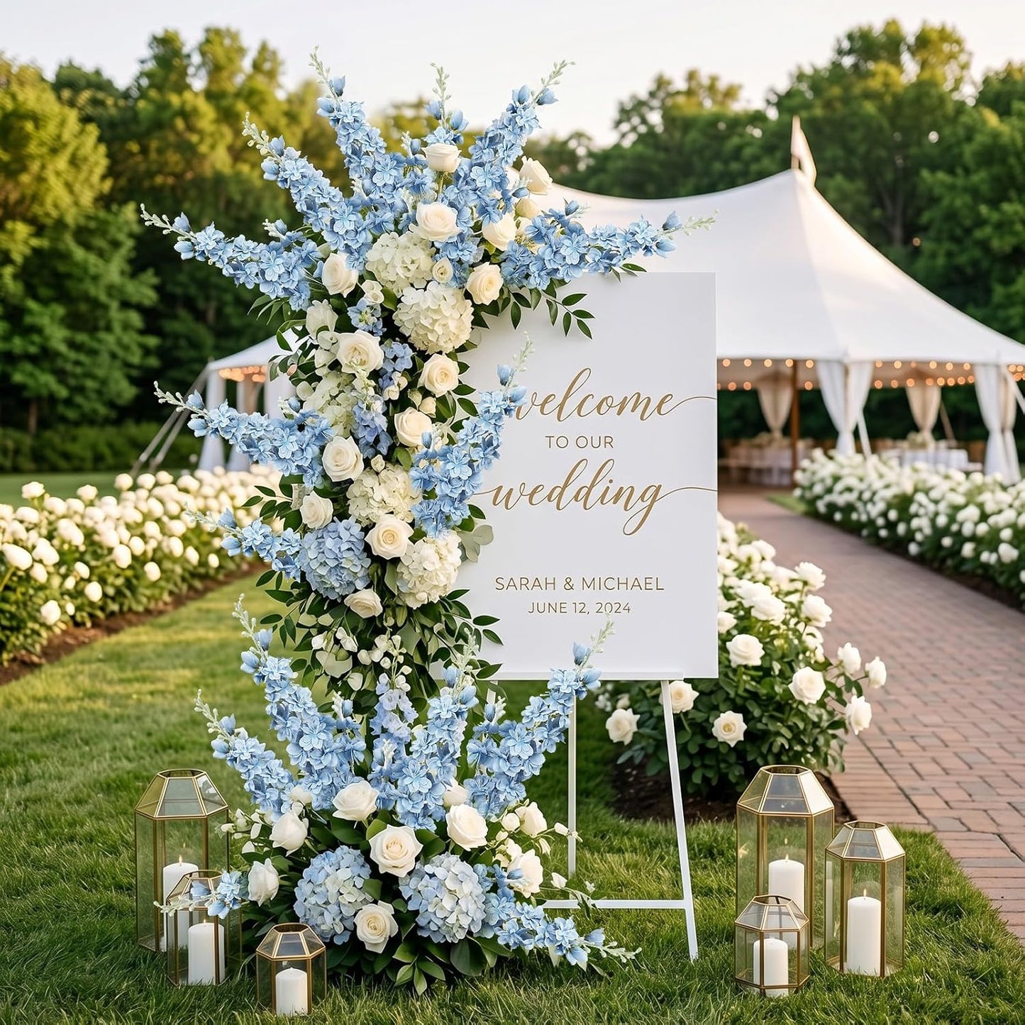 24Pcs White Delphinium Artificial Flowers Bulk 33.5" Long Stem Silk Delphinium for Tall Vase Look Real Wedding Event Larkspur Flowers for Table Centerpieces Home Garden Outdoor Decor