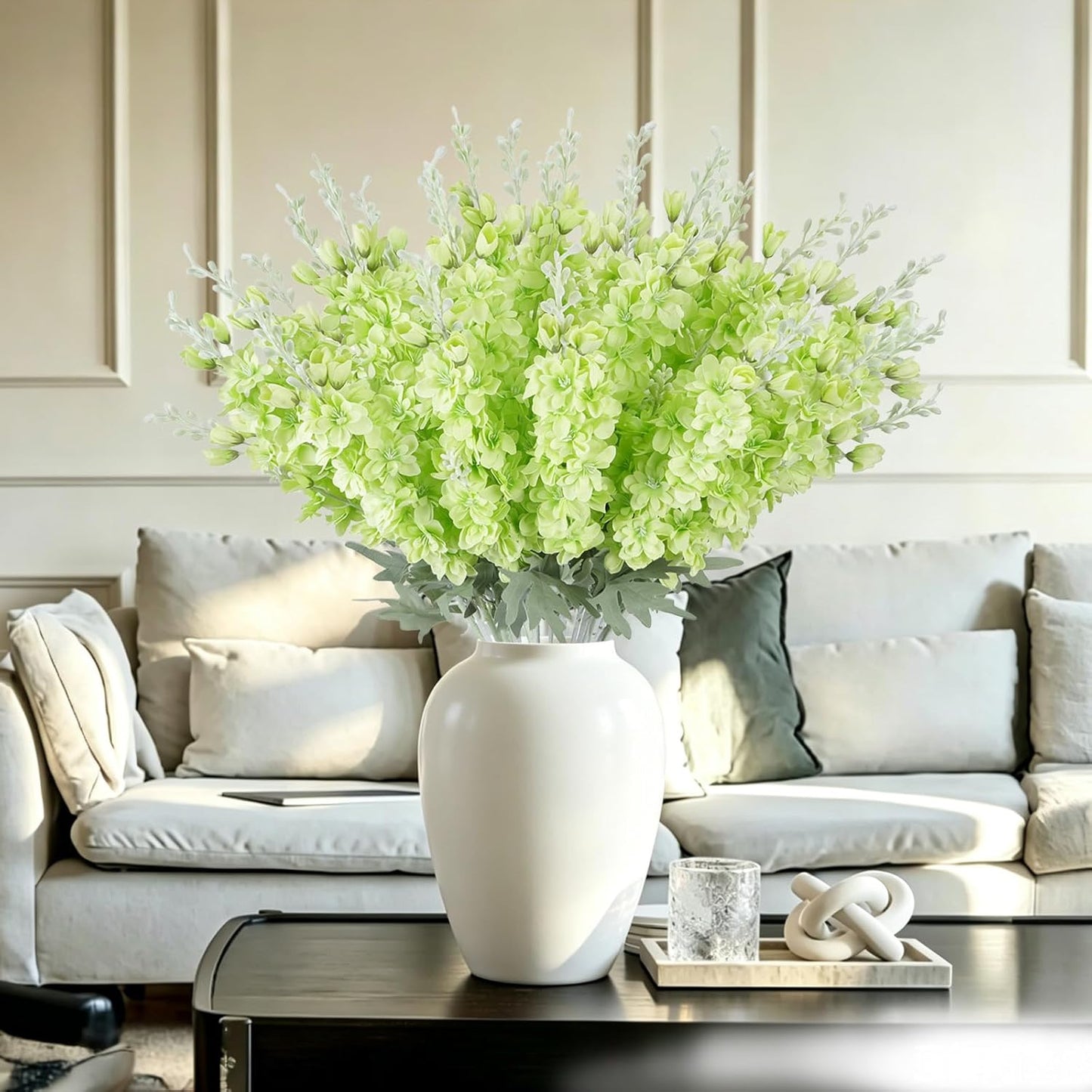 24Pcs White Delphinium Artificial Flowers Bulk 33.5" Long Stem Silk Delphinium for Tall Vase Look Real Wedding Event Larkspur Flowers for Table Centerpieces Home Garden Outdoor Decor