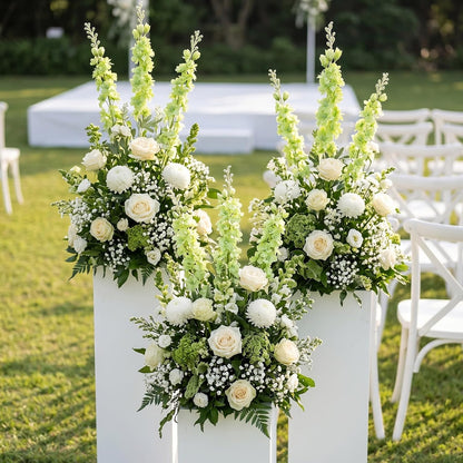 24Pcs White Delphinium Artificial Flowers Bulk 33.5" Long Stem Silk Delphinium for Tall Vase Look Real Wedding Event Larkspur Flowers for Table Centerpieces Home Garden Outdoor Decor