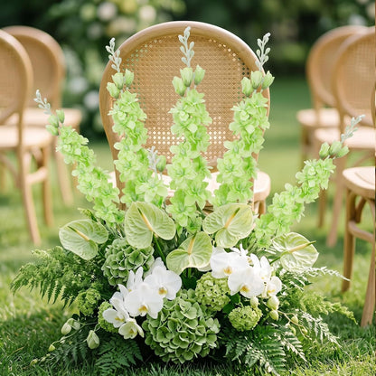 24Pcs White Delphinium Artificial Flowers Bulk 33.5" Long Stem Silk Delphinium for Tall Vase Look Real Wedding Event Larkspur Flowers for Table Centerpieces Home Garden Outdoor Decor