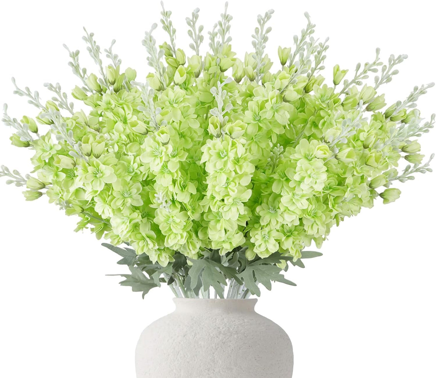 24Pcs White Delphinium Artificial Flowers Bulk 33.5" Long Stem Silk Delphinium for Tall Vase Look Real Wedding Event Larkspur Flowers for Table Centerpieces Home Garden Outdoor Decor
