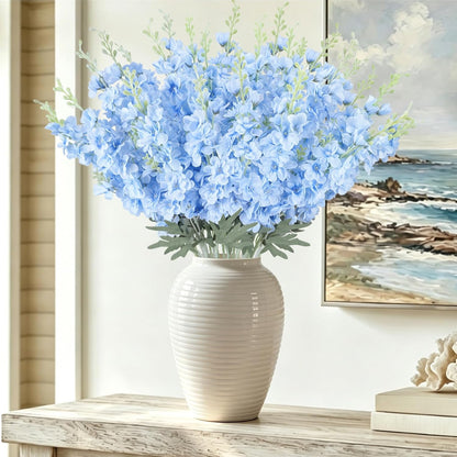 24Pcs White Delphinium Artificial Flowers Bulk 33.5" Long Stem Silk Delphinium for Tall Vase Look Real Wedding Event Larkspur Flowers for Table Centerpieces Home Garden Outdoor Decor