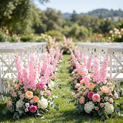 24Pcs White Delphinium Artificial Flowers Bulk 33.5" Long Stem Silk Delphinium for Tall Vase Look Real Wedding Event Larkspur Flowers for Table Centerpieces Home Garden Outdoor Decor