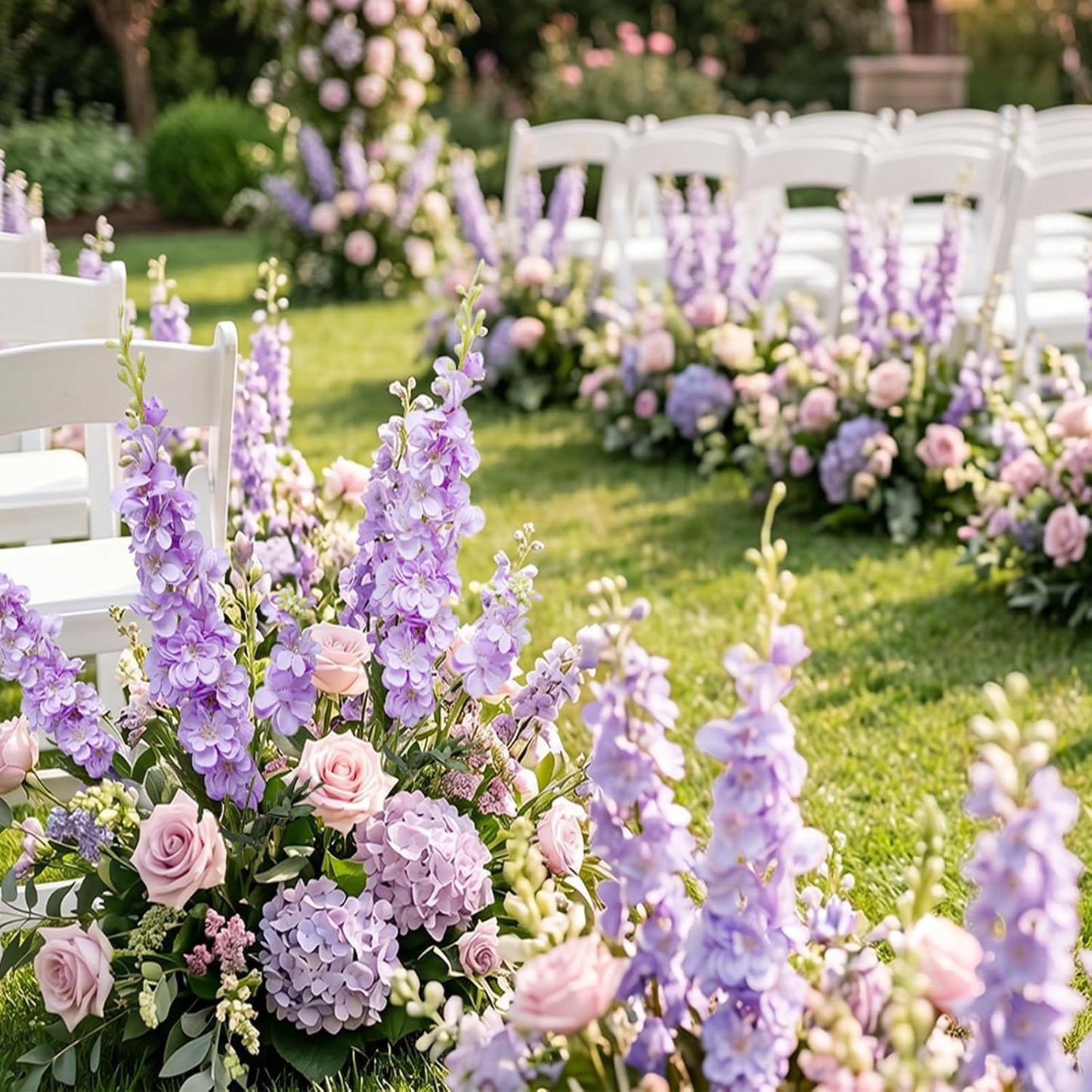 24Pcs White Delphinium Artificial Flowers Bulk 33.5" Long Stem Silk Delphinium for Tall Vase Look Real Wedding Event Larkspur Flowers for Table Centerpieces Home Garden Outdoor Decor