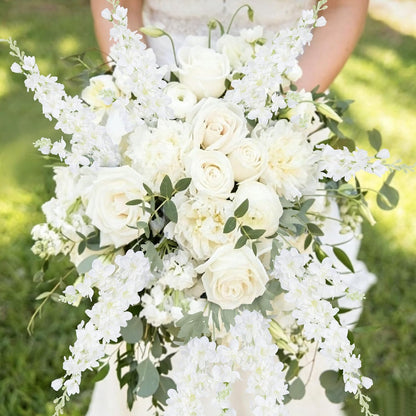 24Pcs White Delphinium Artificial Flowers Bulk 33.5" Long Stem Silk Delphinium for Tall Vase Look Real Wedding Event Larkspur Flowers for Table Centerpieces Home Garden Outdoor Decor