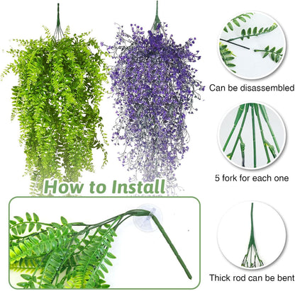 Reptile Plants Hanging Fake Vines Boston Climbing Terrarium Plant with Suction Cup for Bearded Dragons Lizards Geckos Snake Pets Hermit Crab and Tank Habitat Decorations (3 Pack)