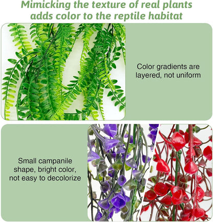 Reptile Plants Hanging Fake Vines Boston Climbing Terrarium Plant with Suction Cup for Bearded Dragons Lizards Geckos Snake Pets Hermit Crab and Tank Habitat Decorations (3 Pack)