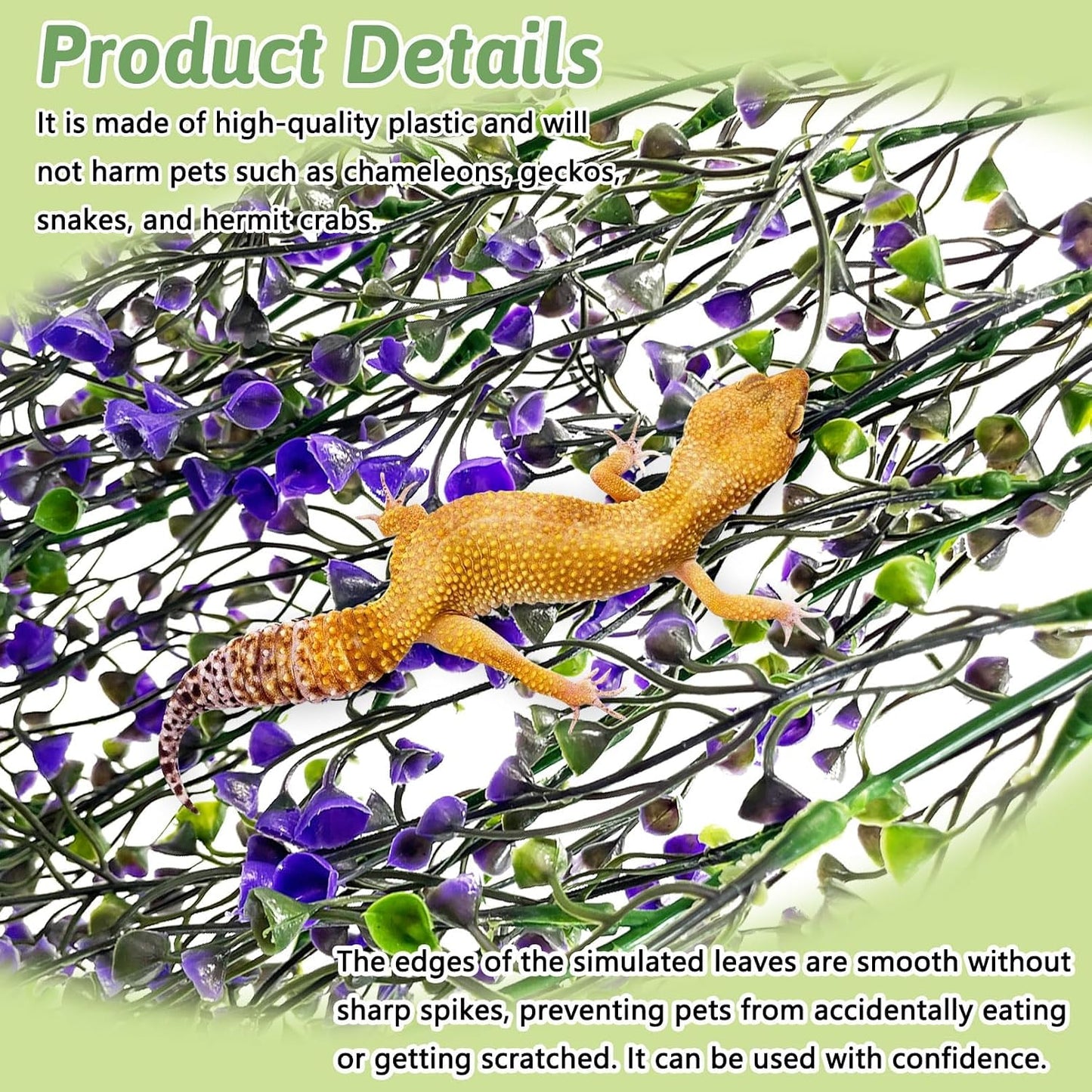 Reptile Plants Hanging Fake Vines Boston Climbing Terrarium Plant with Suction Cup for Bearded Dragons Lizards Geckos Snake Pets Hermit Crab and Tank Habitat Decorations (3 Pack)