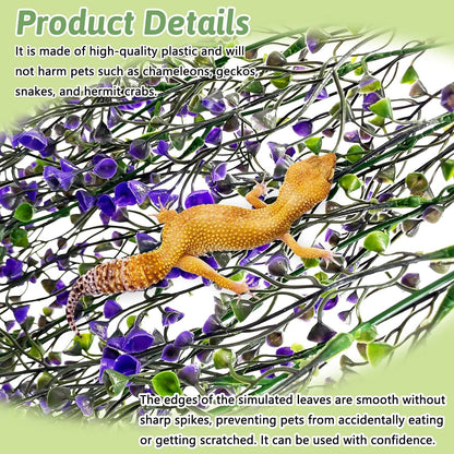 Reptile Plants Hanging Fake Vines Boston Climbing Terrarium Plant with Suction Cup for Bearded Dragons Lizards Geckos Snake Pets Hermit Crab and Tank Habitat Decorations (3 Pack)