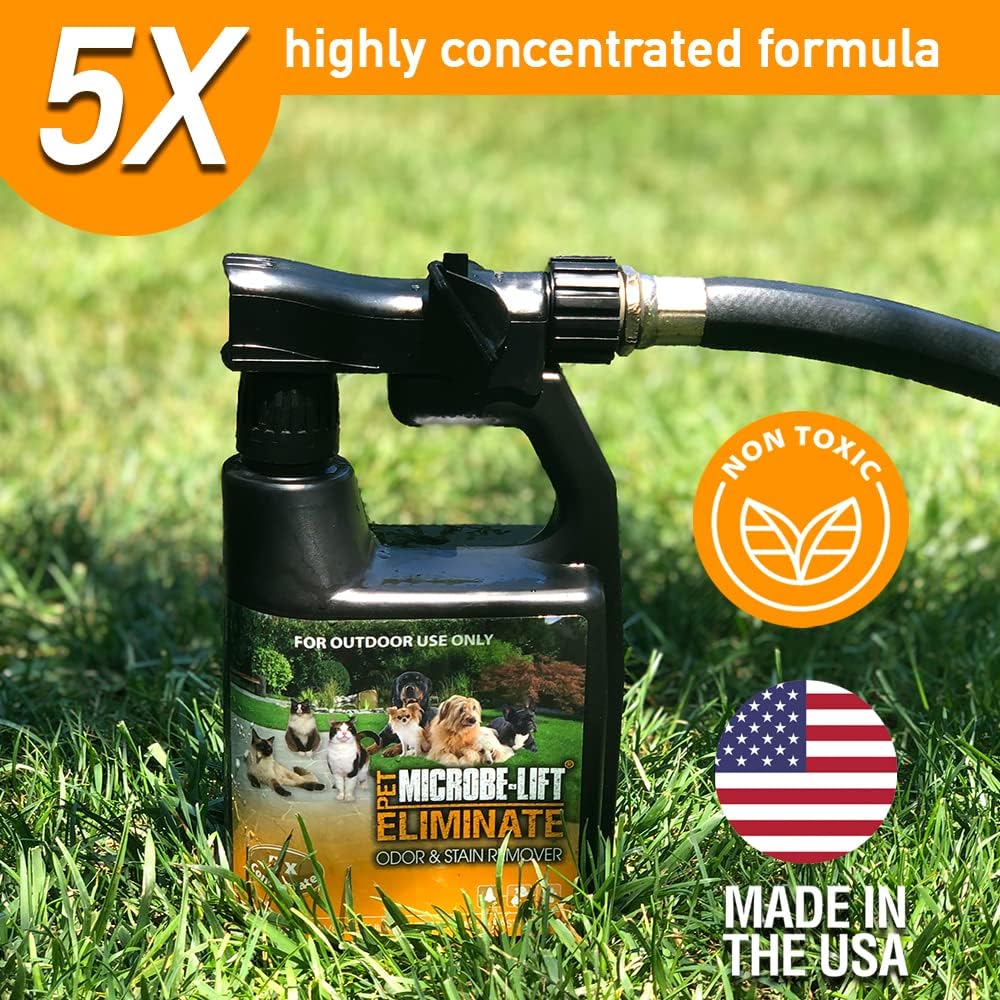 Outdoor Pet Odor Eliminator For Strong Odor On Turf, Patios, Deck, and Lawns - Keeps Pets From Going in Same Spot, 32oz