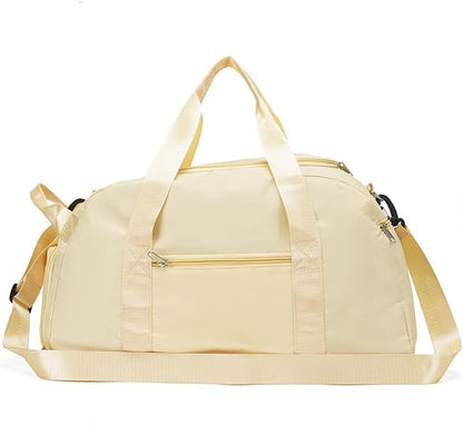 Gym Duffle Bag for Men Women, 3 in 1 Sports Duffle Bag with Shoe Compartment, Large Lightweight Weekender Travel Duffel Bag, Carry on Backpack (Yellow)