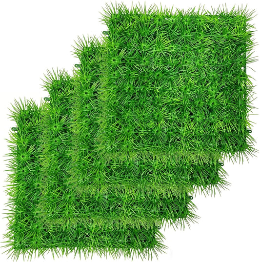 Aquarium Decor Artificial Plastic Lawn Grass ,4PCS 9 inches Fish Tank Decorations , Easy Install Green Plants for Aquariums,Breeding Grass and Hermit Crab Climbing Habitats with 16 Suction Cups