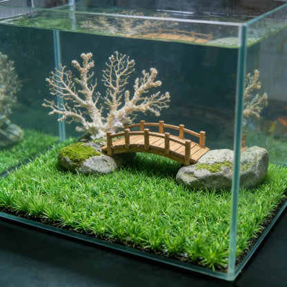 Aquarium Decor Artificial Plastic Lawn Grass ,4PCS 9 inches Fish Tank Decorations , Easy Install Green Plants for Aquariums,Breeding Grass and Hermit Crab Climbing Habitats with 16 Suction Cups