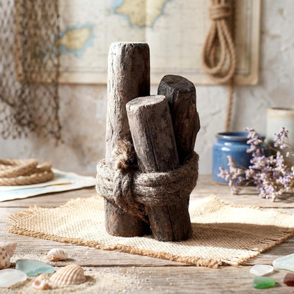 Brown 3 Pcs Driftwood Decor Rustic Table Sign Beach Driftwood Piling Farmhouse Coastal Nautical Centerpieces Tables Coastal Decor for Fish Tanks Summer Christmas Kitchen Dining Decoration