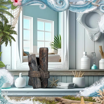 Brown 3 Pcs Driftwood Decor Rustic Table Sign Beach Driftwood Piling Farmhouse Coastal Nautical Centerpieces Tables Coastal Decor for Fish Tanks Summer Christmas Kitchen Dining Decoration