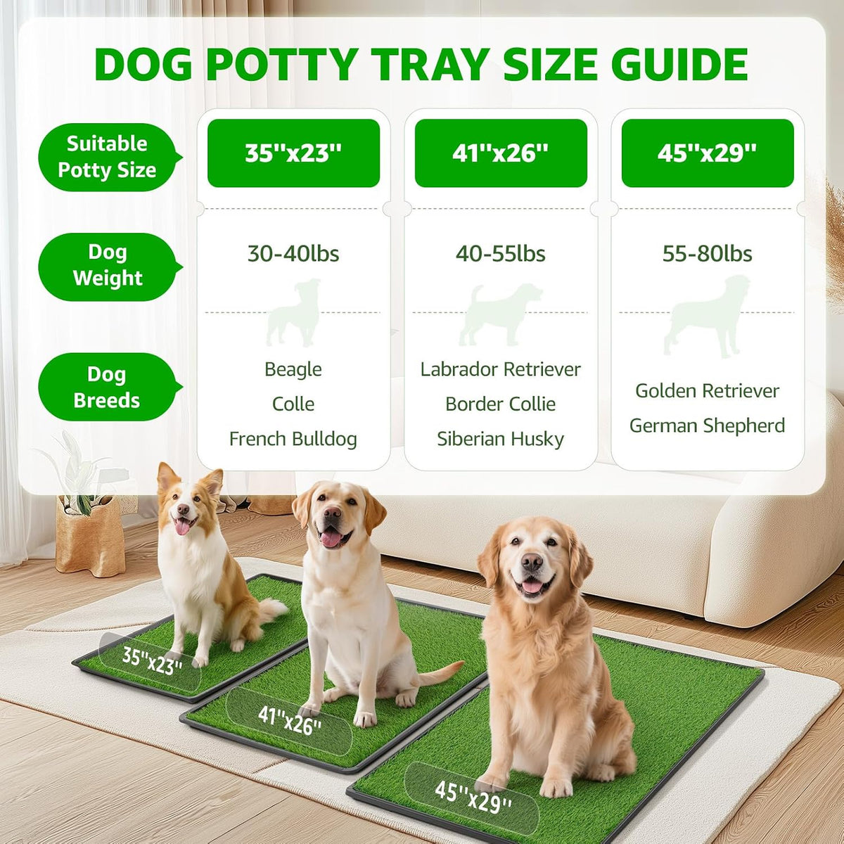 Grass Pad with Tray 20"x16", Dog Litter Box for Puppy Training