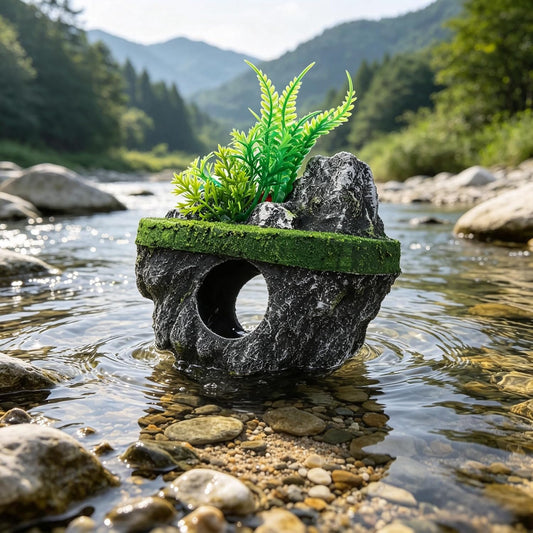 Floating Stone Aquarium Decoration, Realistic Rock Fish Tank Ornament Artificial Resin Suspended Stone Decor for Aquascaping, Resin Landscaping Decor