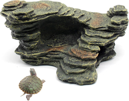 Turtle Basking Platform Shale Scape Step Ledge, Reptile Ladder Resting Terrace Aquarium Decor, Great for Reptiles, Amphibians, Frogs, Small Turtle