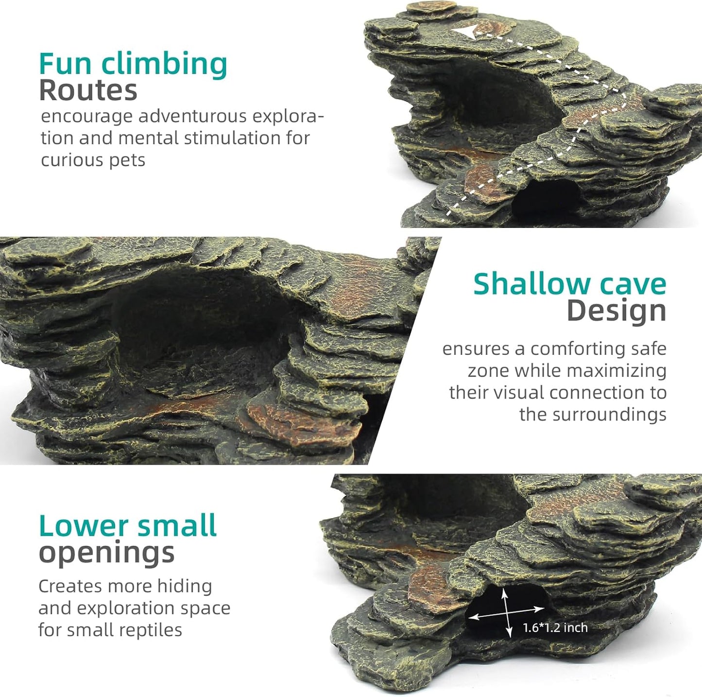 Turtle Basking Platform Shale Scape Step Ledge, Reptile Ladder Resting Terrace Aquarium Decor, Great for Reptiles, Amphibians, Frogs, Small Turtle