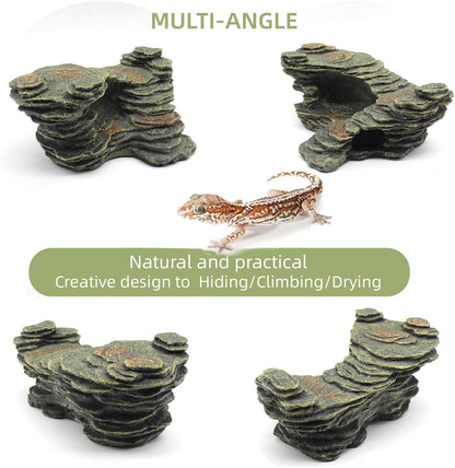 Turtle Basking Platform Shale Scape Step Ledge, Reptile Ladder Resting Terrace Aquarium Decor, Great for Reptiles, Amphibians, Frogs, Small Turtle