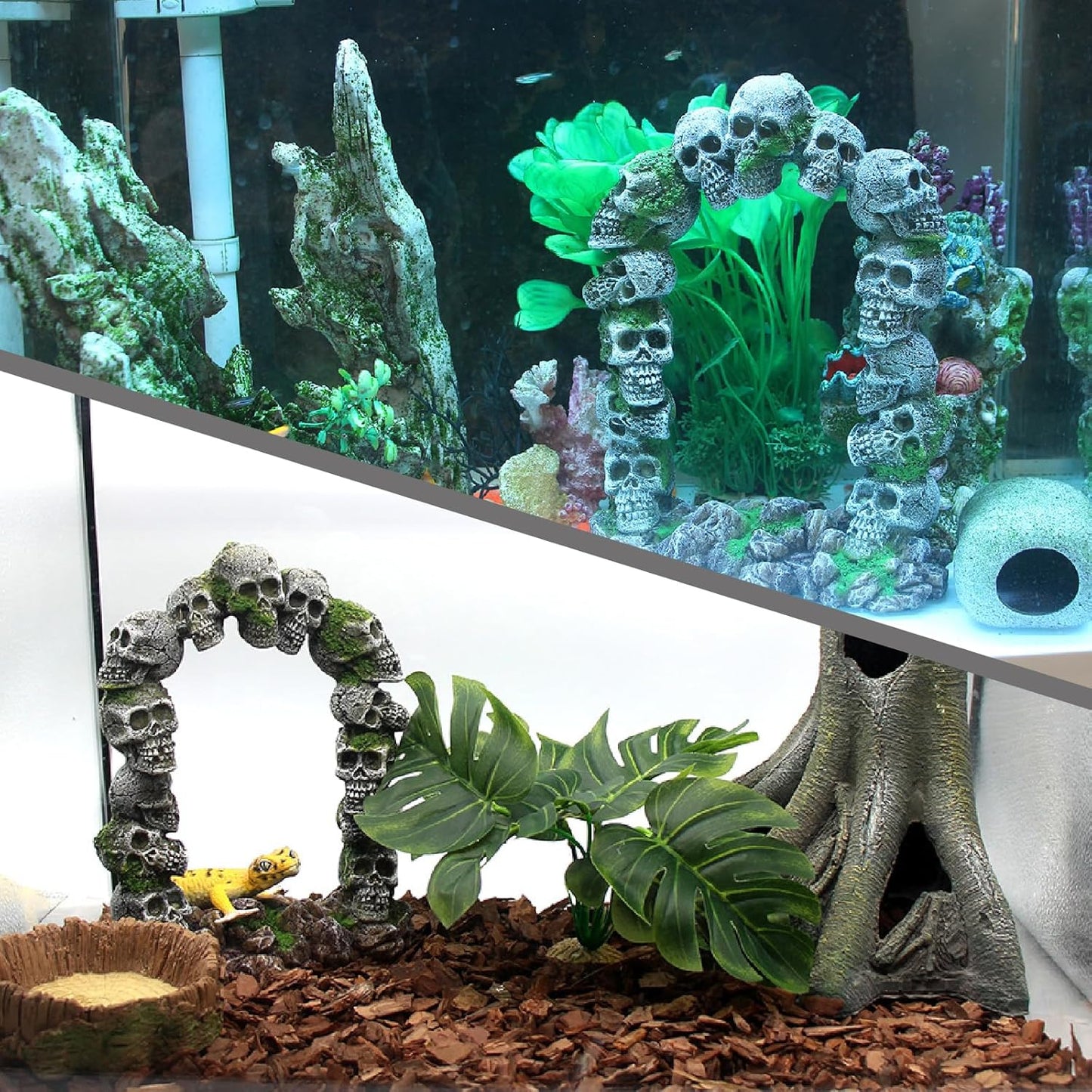 Turtle Basking Platform Shale Scape Step Ledge, Reptile Ladder Resting Terrace Aquarium Decor, Great for Reptiles, Amphibians, Frogs, Small Turtle