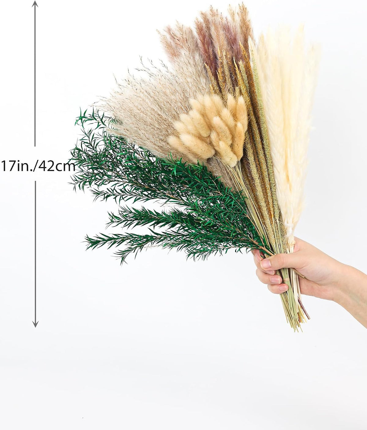 120 PCS Dried Pampas Grass, Dried Flowers, Reed Grass Bouquet for Bohemian Flowers Home Table Wedding Decoration, Rustic Farmhour.(Light Brown)