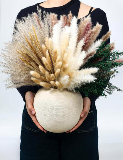 120 PCS Dried Pampas Grass, Dried Flowers, Reed Grass Bouquet for Bohemian Flowers Home Table Wedding Decoration, Rustic Farmhour.(Light Brown)