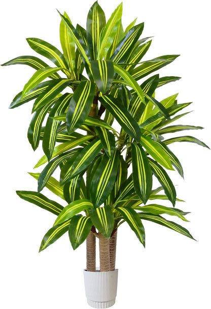 Artificial Bamboo Tree 6ft Green Fake Plant with White Planter