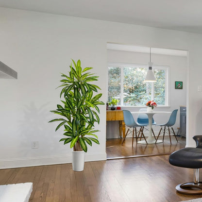 Artificial Bamboo Tree 6ft Green Fake Plant with White Planter