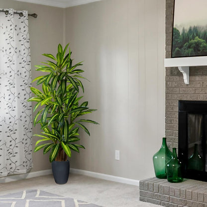 Artificial Bamboo Tree 6ft Green Fake Plant with White Planter