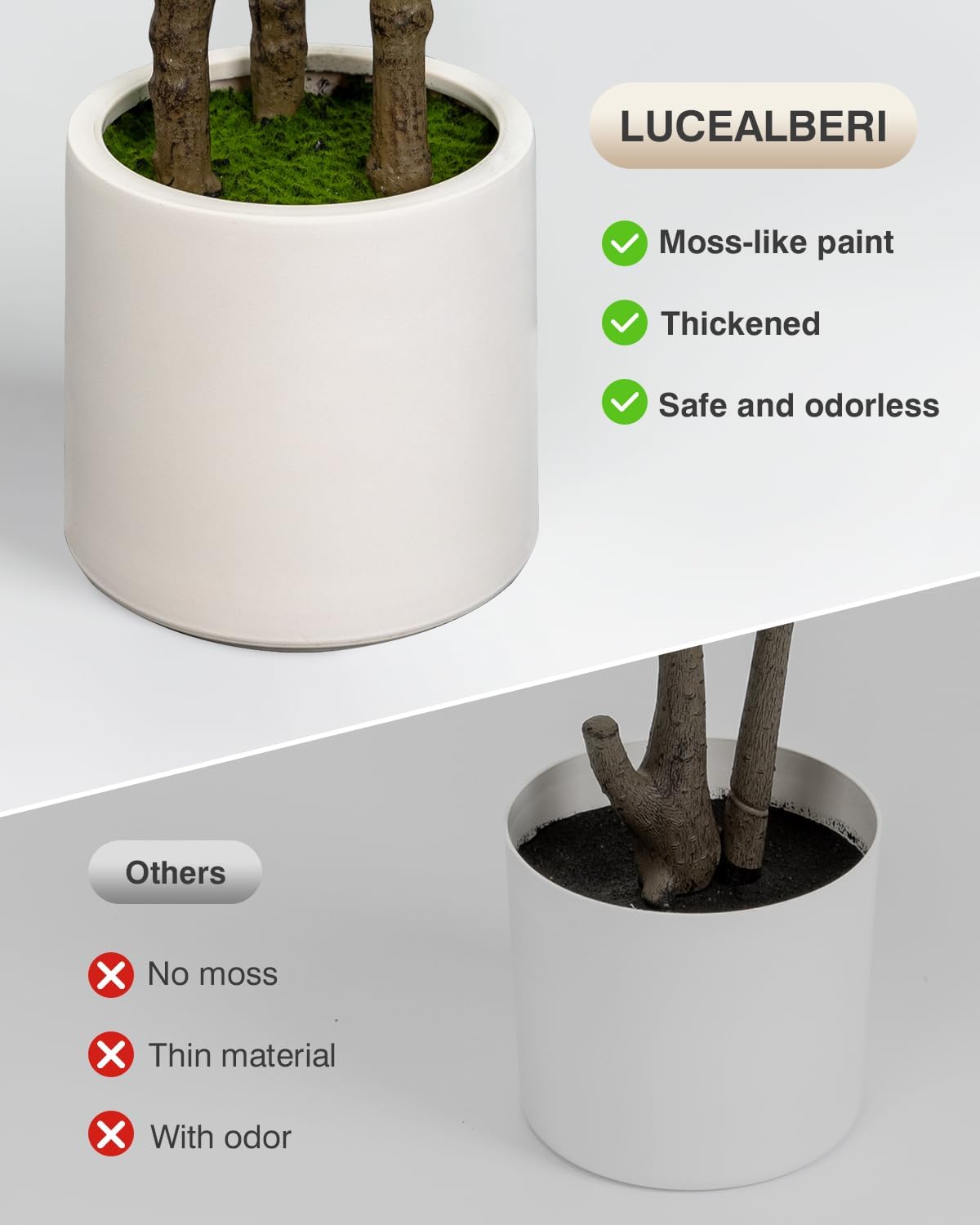 Artificial Fiddle Leaf Fig Tree in Modern White Planter, 5ft