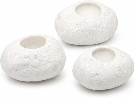 Natural River Stone Plant Weights for Aquarium, Handmade Pebble Anchors for Aquatic Plants, Fish Tank Decorations, Unique Shape & Size, Landscape Plant Weights (Small 0.8″ Hole 6pcs)