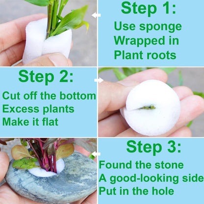Natural River Stone Plant Weights for Aquarium, Handmade Pebble Anchors for Aquatic Plants, Fish Tank Decorations, Unique Shape & Size, Landscape Plant Weights (Small 0.8″ Hole 6pcs)