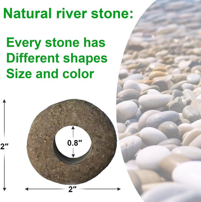 Natural River Stone Plant Weights for Aquarium, Handmade Pebble Anchors for Aquatic Plants, Fish Tank Decorations, Unique Shape & Size, Landscape Plant Weights (Small 0.8″ Hole 6pcs)