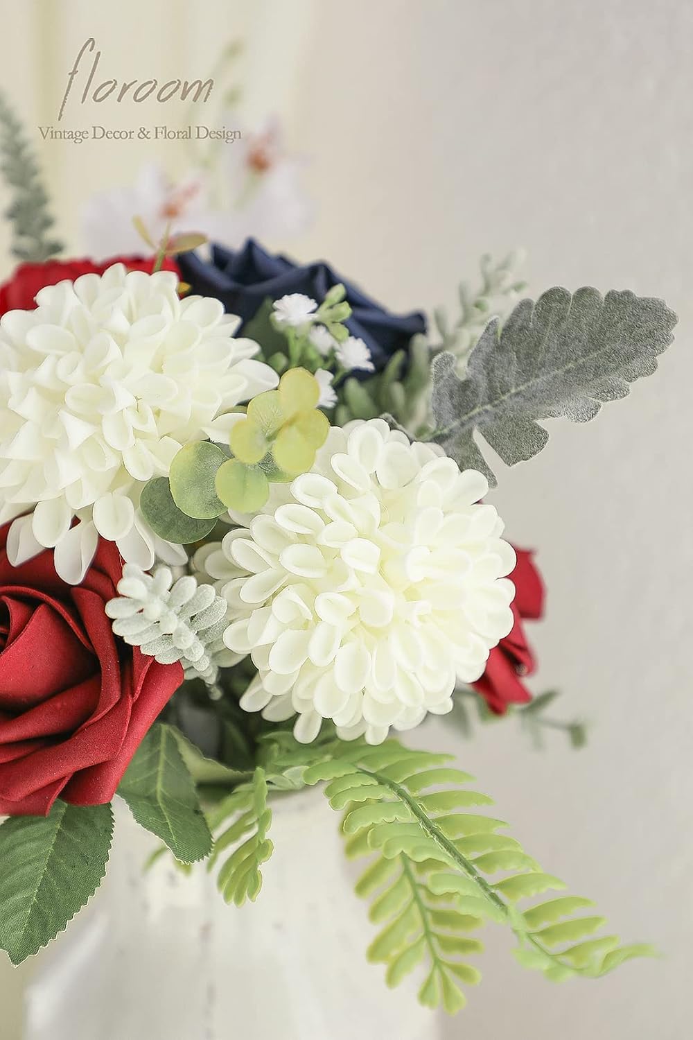 Artificial Dahlia Flowers 25pcs Real Looking Ivory Foam Fake Roses with Stems for DIY Wedding Bouquets White Bridal Shower Centerpieces Floral Arrangements Party Tables Home Decoration