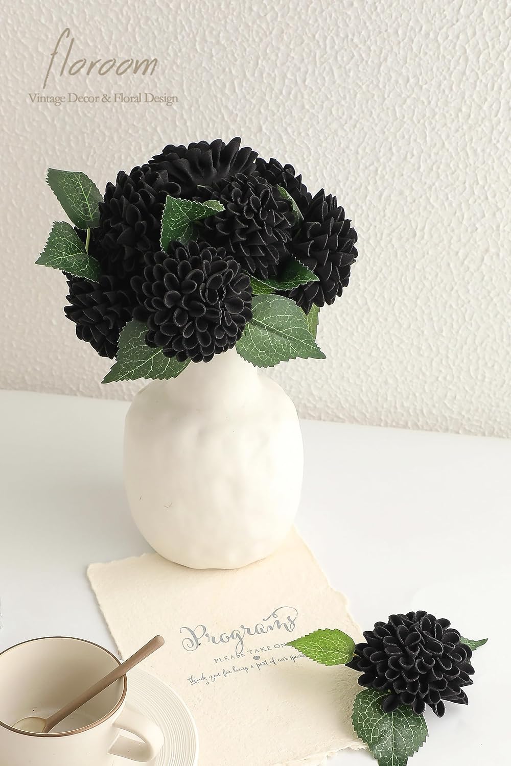 Artificial Dahlia Flowers 25pcs Real Looking Ivory Foam Fake Roses with Stems for DIY Wedding Bouquets White Bridal Shower Centerpieces Floral Arrangements Party Tables Home Decoration
