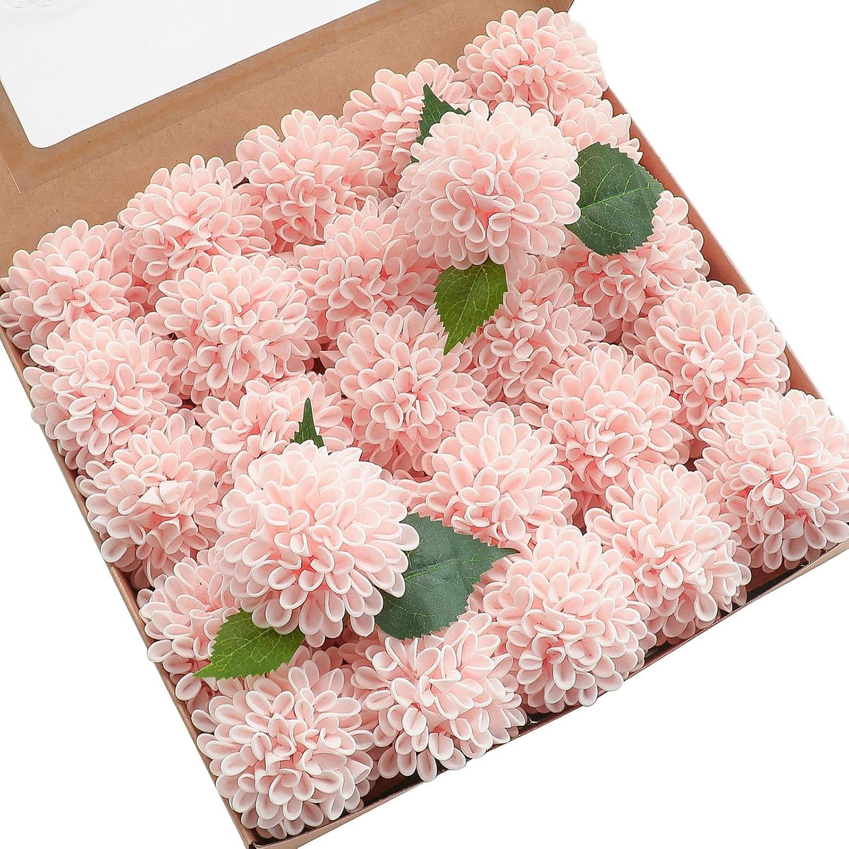 Artificial Dahlia Flowers 25pcs Real Looking Ivory Foam Fake Roses with Stems for DIY Wedding Bouquets White Bridal Shower Centerpieces Floral Arrangements Party Tables Home Decoration