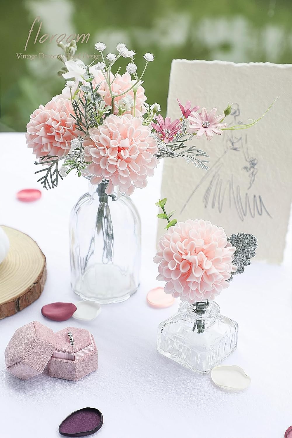 Artificial Dahlia Flowers 25pcs Real Looking Ivory Foam Fake Roses with Stems for DIY Wedding Bouquets White Bridal Shower Centerpieces Floral Arrangements Party Tables Home Decoration